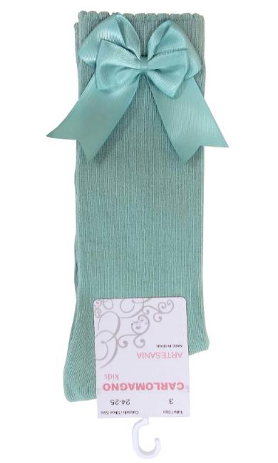 Picture of Carlomagno Socks Double Satin Bow - Pale Green