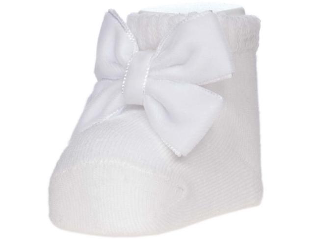 Picture of Dorian Gray Socks Large Velvet Bow Baby Sock White