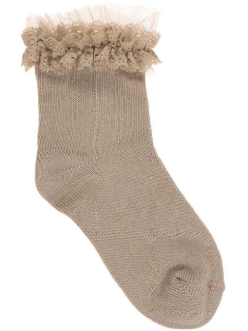 Picture of Dorian Gray Socks Tulle And Lace Ruffle Ankle Sock Camel