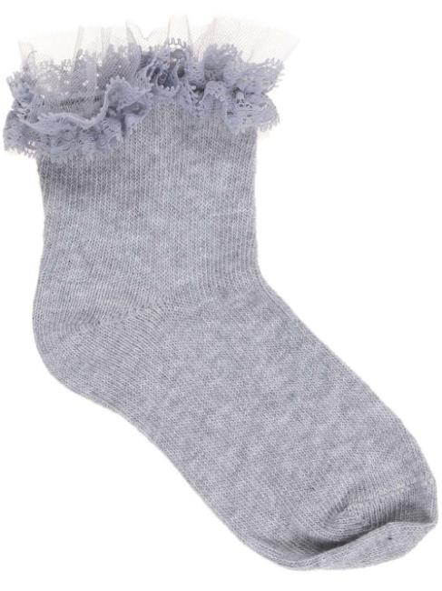 Picture of Dorian Gray Socks Tulle And Lace Ruffle Ankle Sock Grey