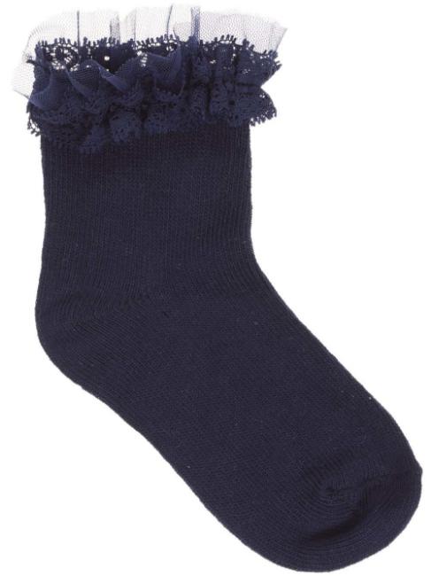 Picture of Dorian Gray Socks Tulle And Lace Ruffle Ankle Sock Navy