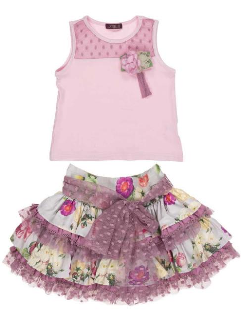 Picture of Loan Bor Ruffle Skirt And Top Set - Pink