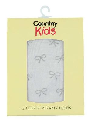 Picture of Country Kids Lurex Glitter Bow Tights White