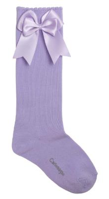 Picture of Carlomagno Socks Double Satin Bow Knee High Lilac