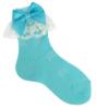 Picture of Carlomagno Socks Lace Cuff Satin Bow Ankle Sock Aqua