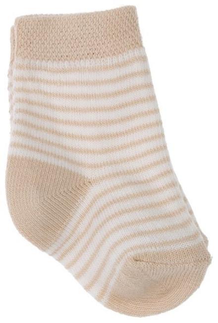 Picture of Carlomagno Socks Newborn Stripe Ankle Socks - Beige & White