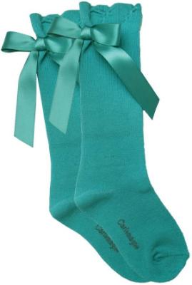 Picture of Carlomagno Socks Satin Bow Knee High - Emerald