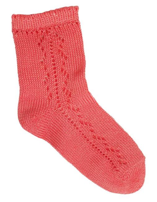 Picture of Carlomagno Socks Lacey Knit Ankle Socks Coral