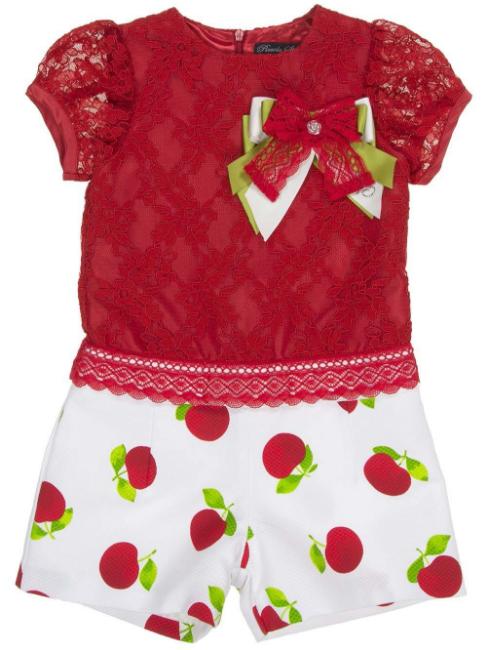 Picture of Piccola Speranza Girls Lace & Cherry Playsuit