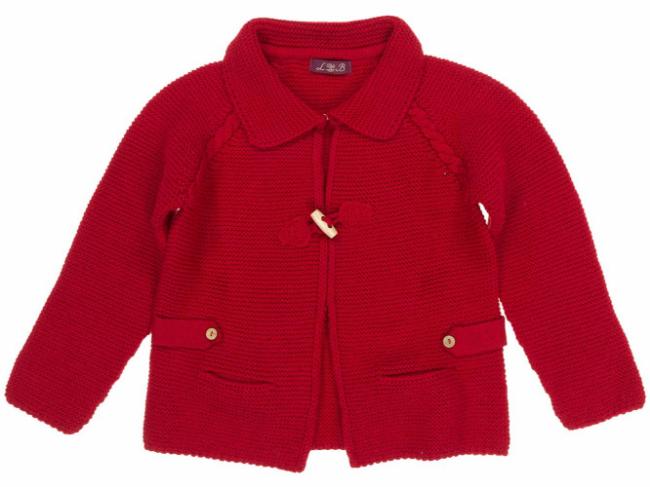 Picture of Loan Bor Boys Knitted Toggle Cardigan Red