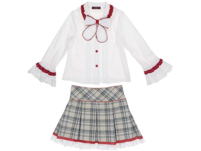Picture of Loan Bor Girls Check Skirt Blouse Set