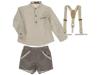 Picture of Loan Bor Boys Camel Shirt Shorts Braces Set