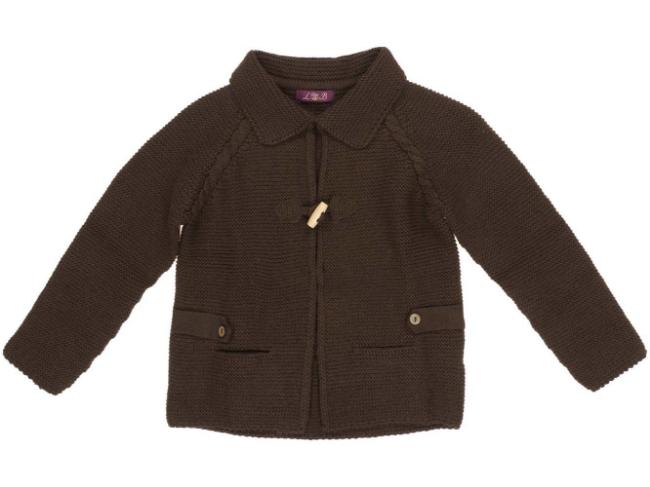 Picture of Loan Bor Boys Knitted Toggle Cardigan Brown