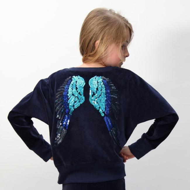 Picture of Angel's Face Sequin Wings Batwing Top Navy