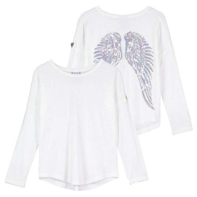 Picture of Angel's Face Long Sleeve Sequin Wings Slouch Top Snowdrop