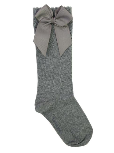 Picture of Carlomagno Socks Grosgrain Bow Knee High Grey
