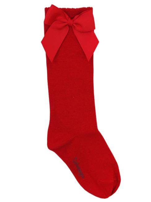 Picture of Carlomagno Socks Grosgrain Bow Knee High Red