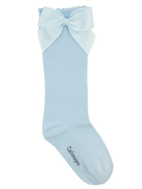Picture of Carlomagno Socks Grosgrain Bow Knee High Pale Blue