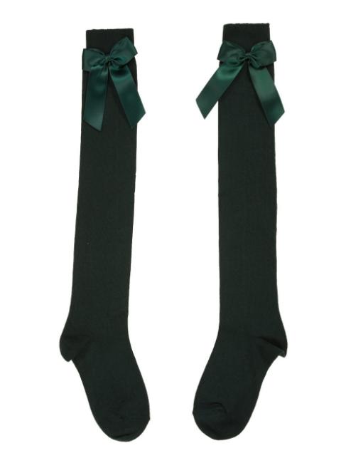 Picture of Carlomagno Socks Overknee Sock Satin Bow - Green