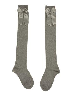 Picture of Carlomagno Socks Overknee Sock Satin Bow Grey