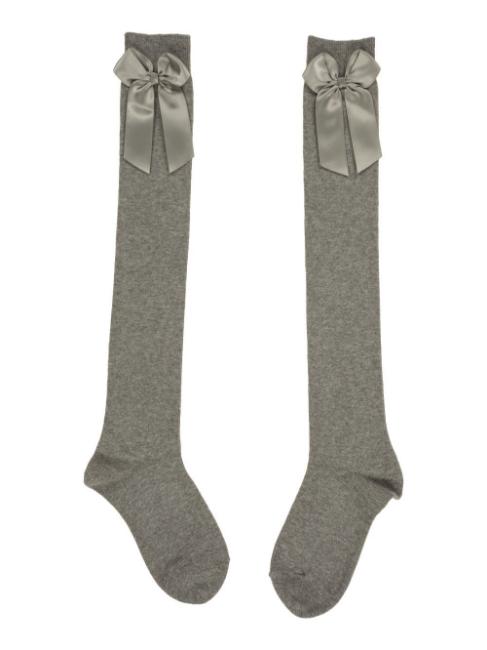 Picture of Carlomagno Socks Overknee Sock Satin Bow Grey