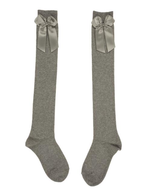 Picture of Carlomagno Socks Overknee Sock Satin Bow - Grey