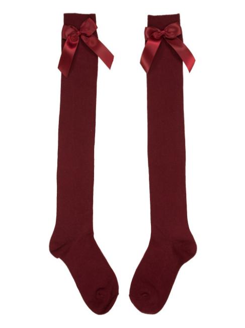 Picture of Carlomagno Socks Overknee Sock Satin Bow - Burgundy