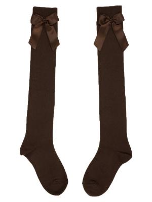 Picture of Carlomagno Socks Overknee Sock Satin Bow - Brown