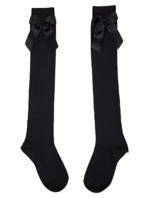 Picture of Carlomagno Socks Overknee Sock Satin Bow - Navy