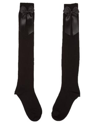 Picture of Carlomagno Socks Overknee Sock Satin Bow Black