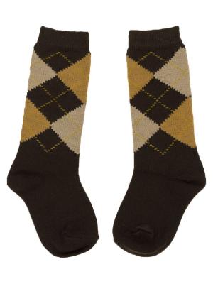 Picture of Carlomagno Socks Harlequin Knee High Sock - Brown