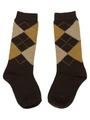 Picture of Carlomagno Socks Harlequin Knee High Sock Brown