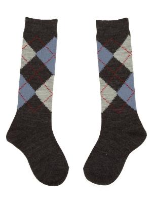 Picture of Carlomagno Socks Harlequin Knee High Sock - Grey
