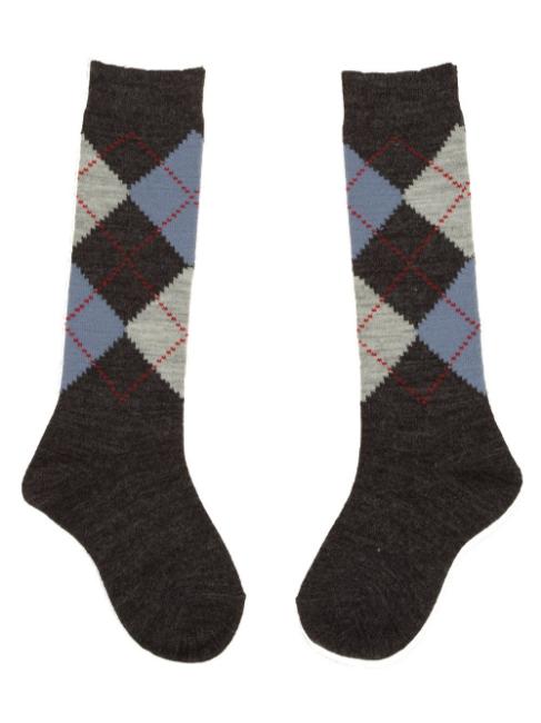 Picture of Carlomagno Socks Harlequin Knee High Sock - Grey
