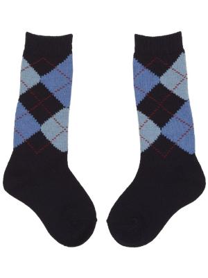 Picture of Carlomagno Socks Harlequin Knee High Sock - Navy
