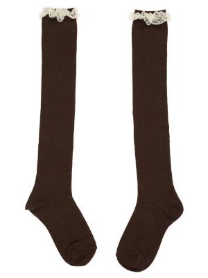 Picture of Carlomagno Socks Overknee Sock Lace Top - Brown