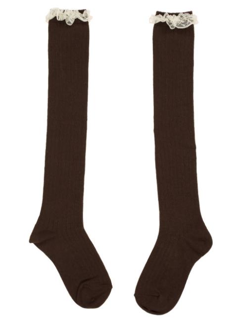 Picture of Carlomagno Socks Overknee Sock Lace Top - Brown