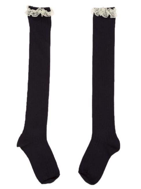 Picture of Carlomagno Socks Overknee Sock Lace Top Navy