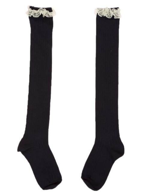 Picture of Carlomagno Socks Overknee Sock Lace Top - Navy