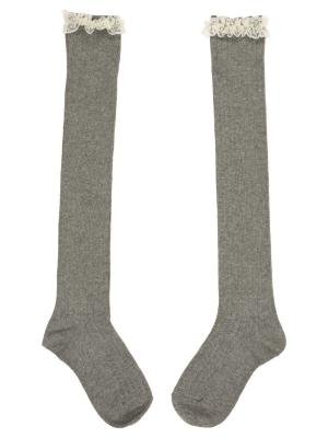 Picture of Carlomagno Socks Overknee Sock Lace Top - Grey