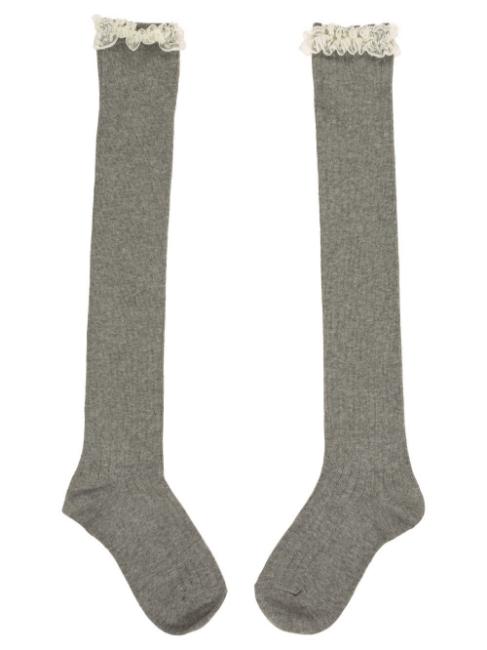 Picture of Carlomagno Socks Overknee Sock Lace Top Grey