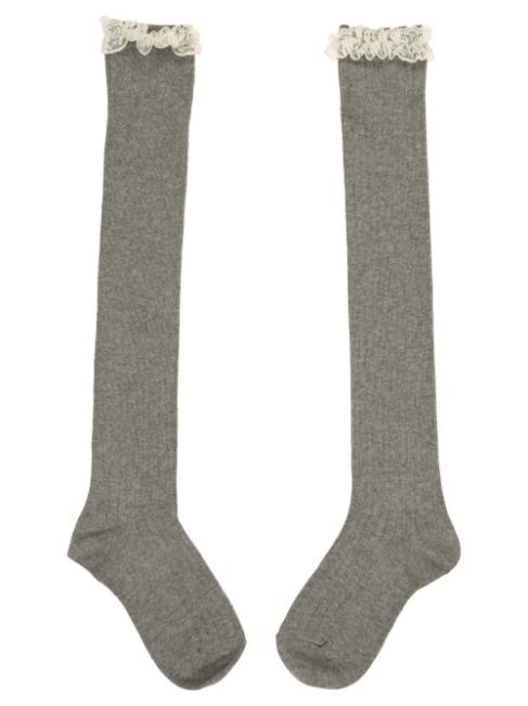Picture of Carlomagno Socks Overknee Sock Lace Top - Grey