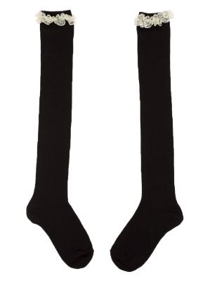 Picture of Carlomagno Socks Overknee Sock Lace Top Black