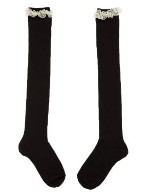 Picture of Carlomagno Socks Overknee Sock Lace Top - Black