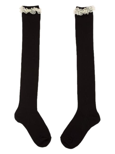 Picture of Carlomagno Socks Overknee Sock Lace Top - Black