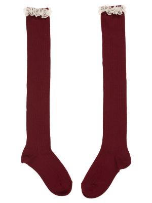 Picture of Carlomagno Socks Overknee Sock Lace Top Burgundy