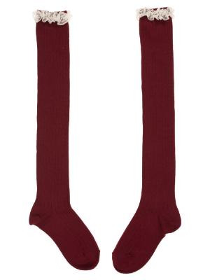 Picture of Carlomagno Socks Overknee Sock Lace Top - Burgundy