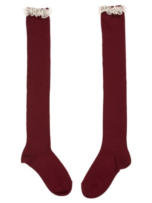 Picture of Carlomagno Socks Overknee Sock Lace Top - Burgundy