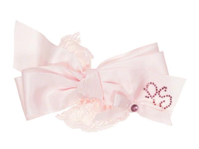Picture of Piccola Speranza Large Grosgrain & Lace  Hair Bow Pink