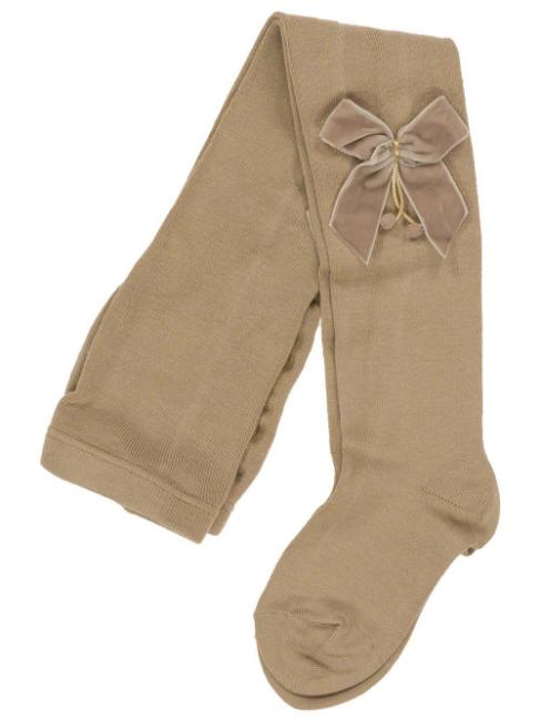 Picture of Condor Socks Tights With Velvet Bow Camel